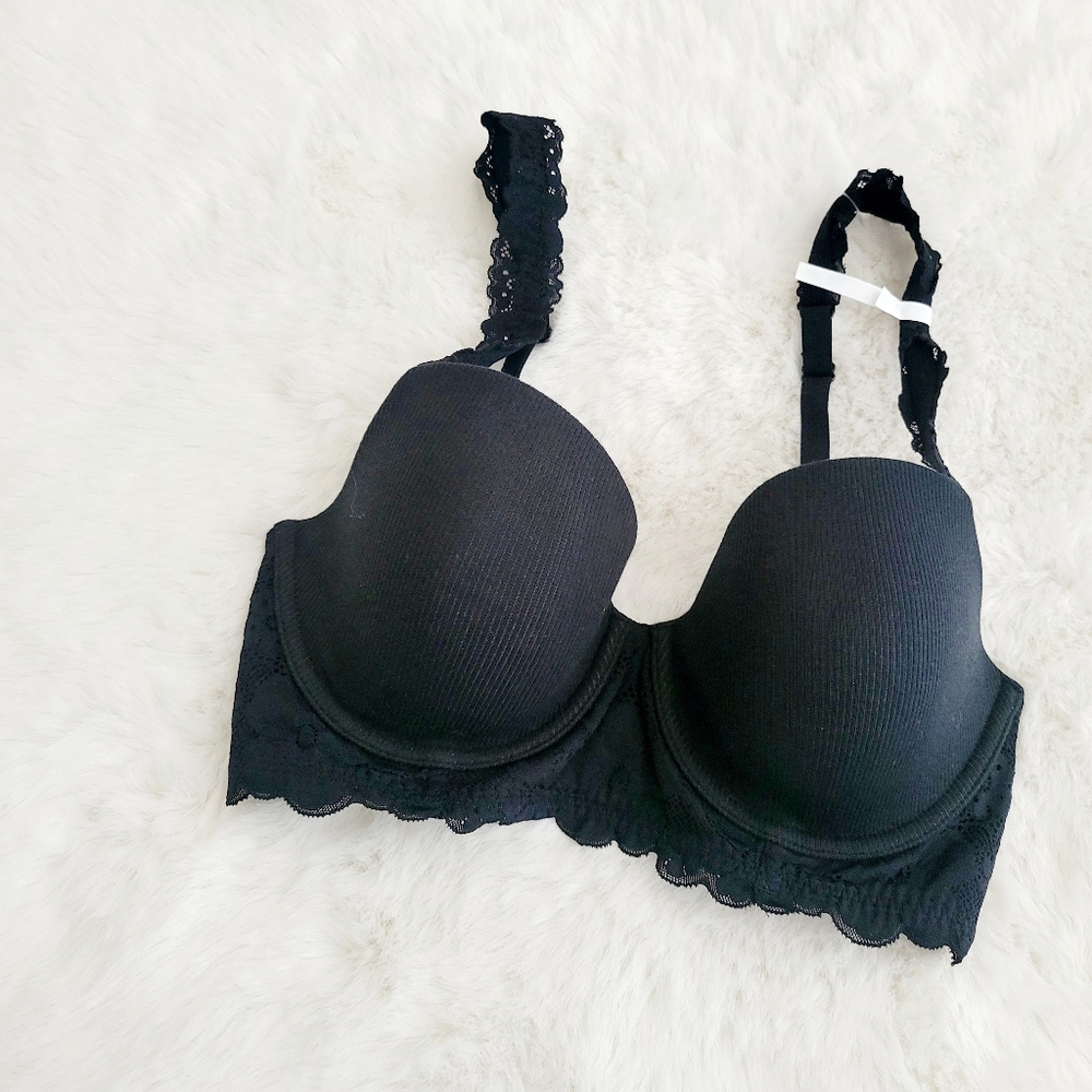 ☀️AERIE REAL HAPPY DEMI LIGHTLY LINED RETRO LACE BRA SIZE 34D - Picture 8 of 11